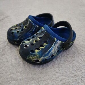 Toddler Classic Clogs Blue Yellow Marble Swirl Slip On Shoes Size 7